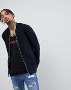 Asos Jersey Bomber Jacket With Mesh Back - Black