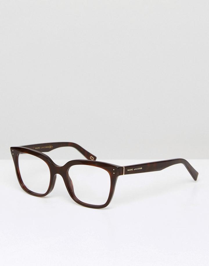 Marc Jacobs Square Clear Lens Glasses In Black - Black