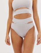 Asos Design Allonia Seamfree Cut Out High Leg Pant-stone