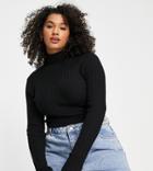 Asos Design Curve Ribbed Roll Neck Sweater In Black