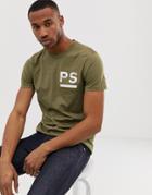 Ps Paul Smith Rubberised Chest Logo Slim Fit T-shirt In Khaki-green