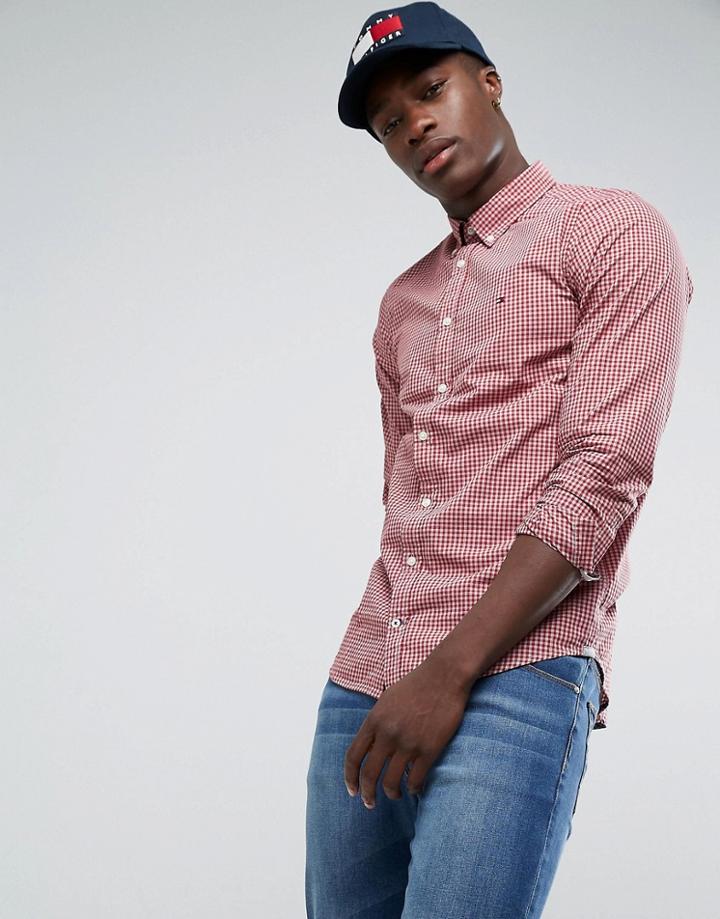 Tommy Hilfiger Buttondown Shirt In Slim Fit Red Gingham - Red