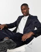 Twisted Tailor Morata Skinny Suit Jacket In Navy With Bee Jacquard Flocking