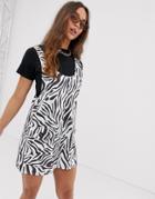 Asos Design Zebra Print Mini Pini Dress-multi