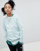 Adidas Originals Adicolor Trefoil Oversized Sweatshirt In Mint - Green
