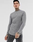 Asos Design Longline Long Sleeve T-shirt In Interest Rib With Curved Hem-gray