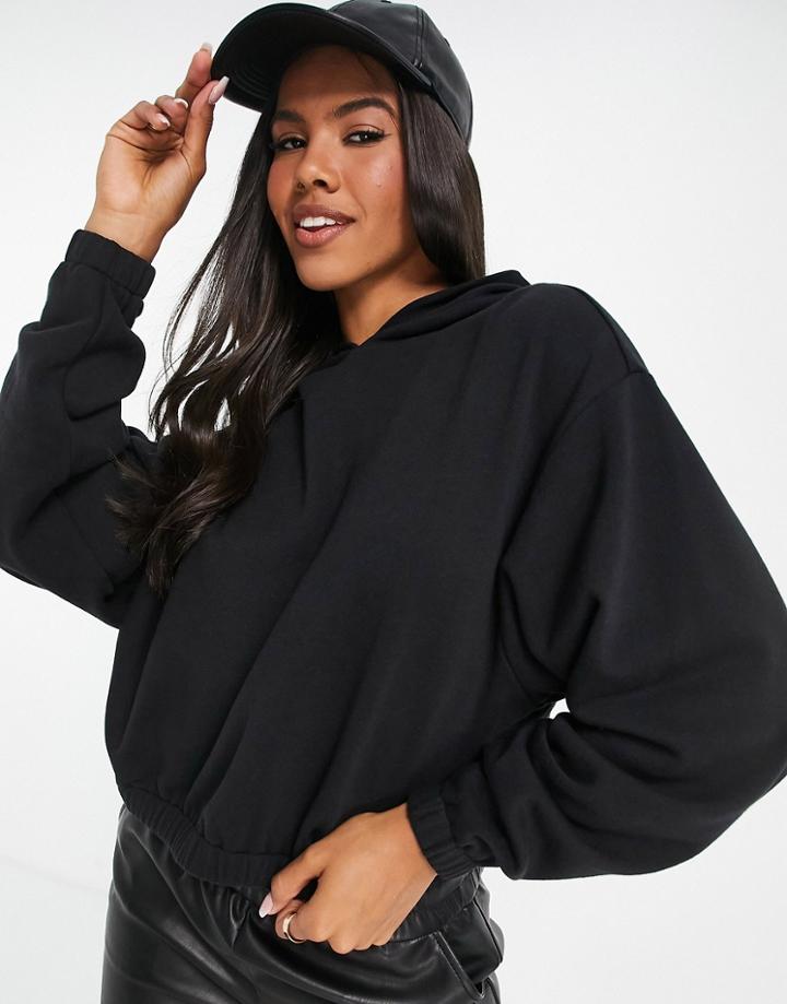 Asos Design Cropped Cocoon Hoodie In Black