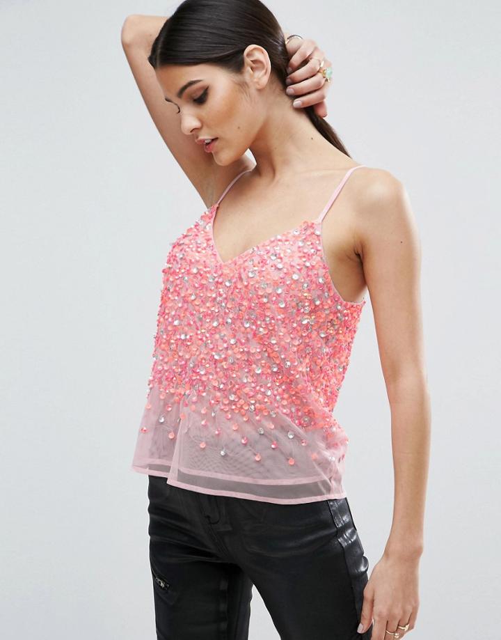 Asos Cami In Scatter Embellishment - Multi