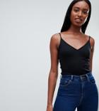 Asos Design Tall Cami Body With Wrap Front In Black - Black