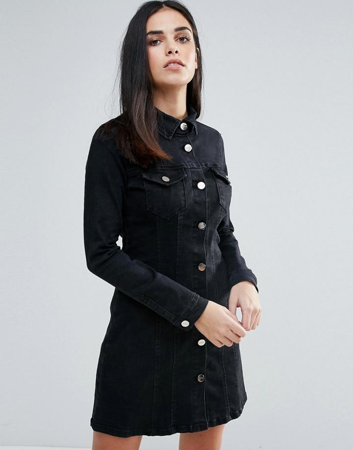 Lipsy Denim Shirt Dress - Black