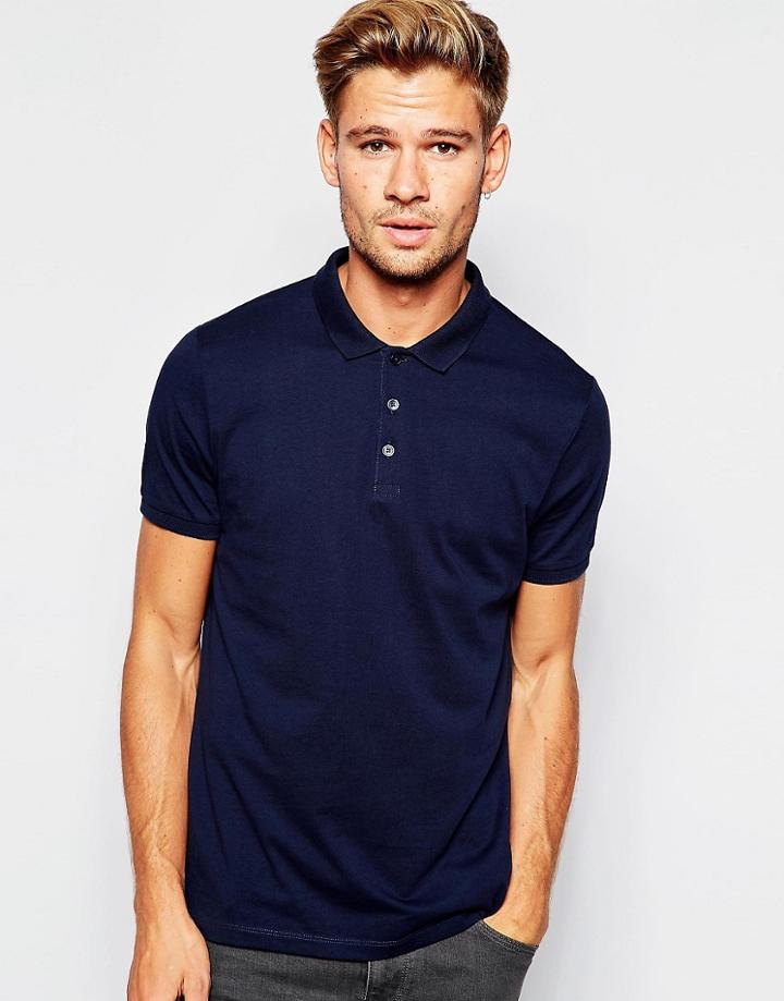 Asos Polo Shirt In Jersey - Blue