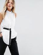 Asos Minimal Sleeveless Top With Contrast D-ring Detail - White