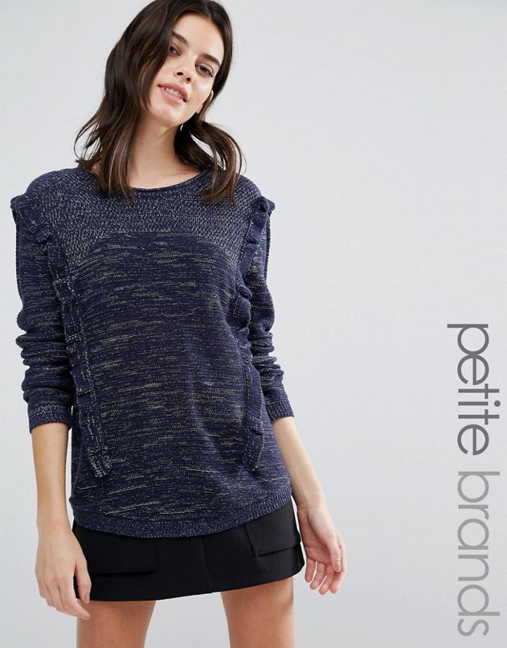 Vero Moda Petite Frill Side Sweater - Navy