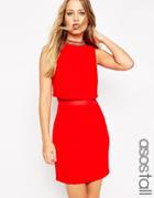 Asos Tall Embellished Stand Collar Mini Dress - Black