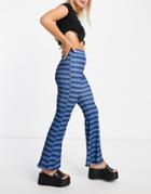 Asos Design Flare Pant In Ombre Texture In Blue And Green-multi