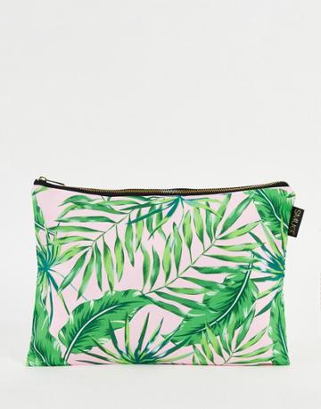 Smug Large Makeup Bag In Palm Print-pink