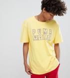 Puma Organic Cotton T-shirt With Front Print In Yellow Exclusive To Asos - Yellow