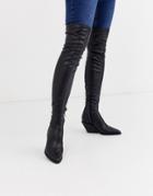 Asos Design Kingpin Western Flat Thigh High Boots-black