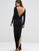 Asos Low Back Long Sleeve Maxi Dress - Black