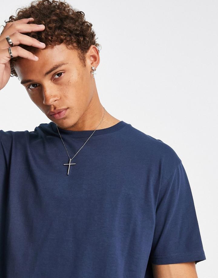 Brave Soul Oversized T-shirt In Ocean Navy