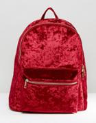 Yoki Crushed Velvet Backpack - Red