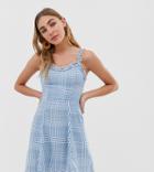 New Look Sundress With Ruffle Edge In Check - Multi