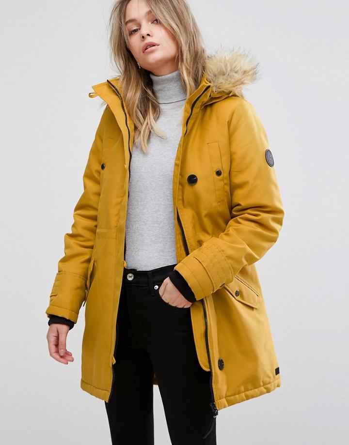 Vero Moda Faux Fur Hooded Parka - Gold