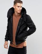 Asos Hooded Jacket With Fleece Lined Hood In Black - Black