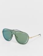 Emporio Armani Aviator Sunglasses With Green Lens - Multi
