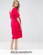 Asos Maternity Smart Woven Dress With V Back - Pink