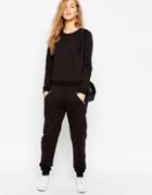 Asos Easy Fit Jumpsuit With Long Sleeves And Zip Pocket - Black
