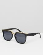 Asos Square Sunglasses With Gold Top - Black