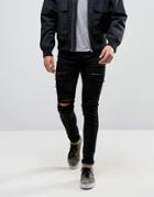 Criminal Damage Super Skinny Jeans With Distressing - Black