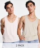 Asos Design 2 Pack Organic Tank With Extreme Racer Back-multi