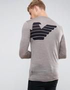 Armani Jeans Slim Fit Color Block Back Logo Sweater Brown - Brown
