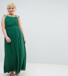 Tfnc Plus Wedding Embellished Back Maxi Dress - Green