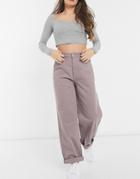 Asos Design Slouchy Chino Pant In Washed Lilac-purple