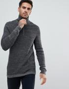 Boss Half Zip Sweater In Gray - Gray