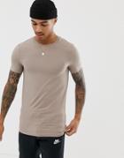 Asos Design Organic Muscle Fit T-shirt With Crew Neck In Beige - Beige