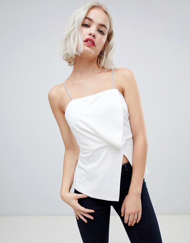 New Look Rhinestone Trim Top - White