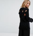 Oneon Hand Knitted Cable Back Sweater - Black
