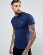 Fred Perry Tonal Checkerboard Print T-shirt In Navy - Navy