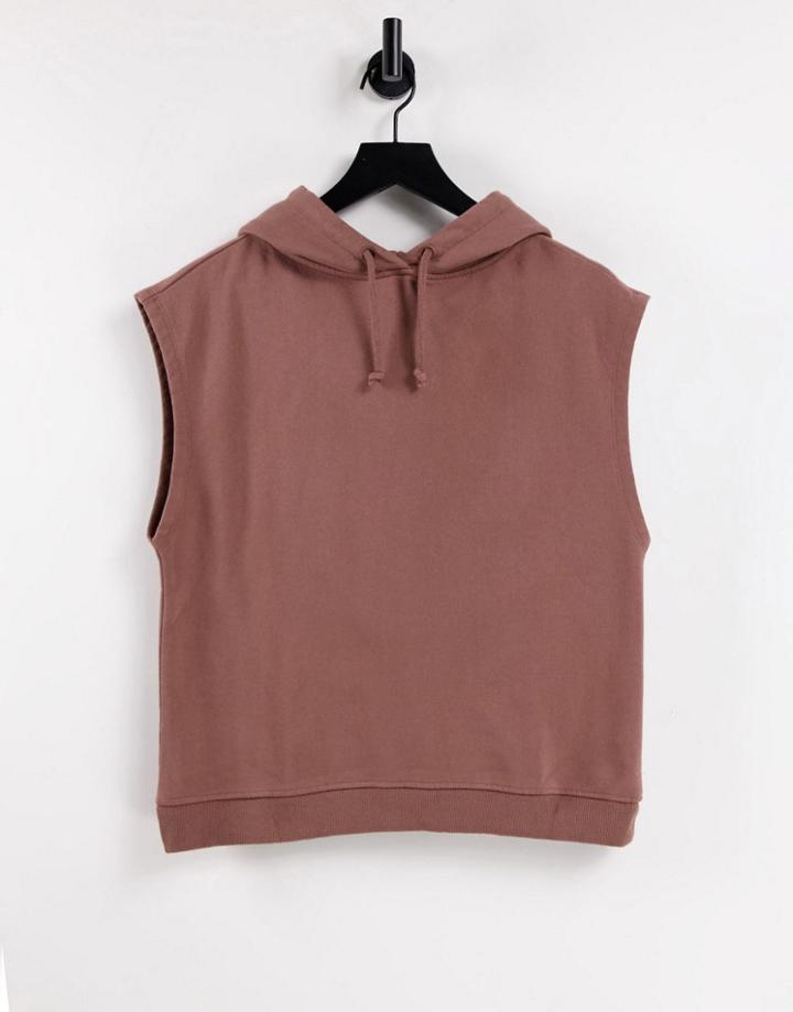 Topshop Sleeveless Hoodie In Rose-pink