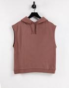 Topshop Sleeveless Hoodie In Rose-pink
