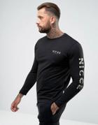 Nicce London Long Sleeve T-shirt With Camo Sleeve Logo - Black