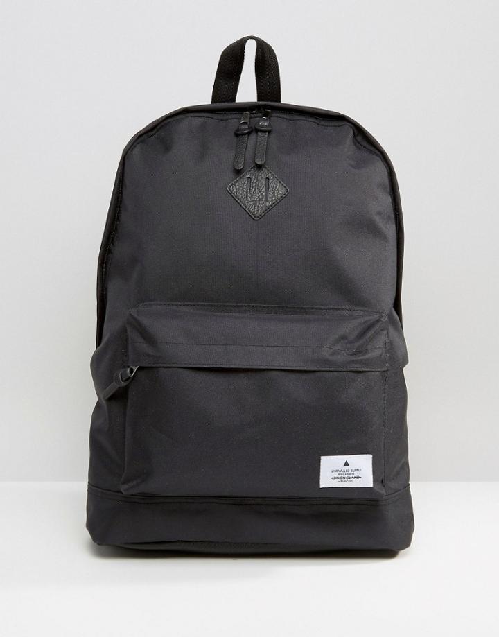 Asos Backpack In Black With Patch - Black
