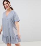 Asos Design Curve Stripe Pep Hem Shift Dress - Multi