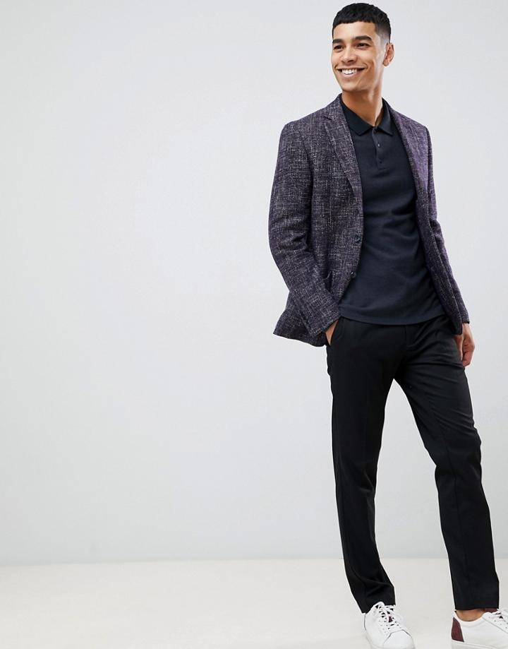 Moss London Skinny Twisted Yarn Blazer In Navy