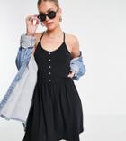 Vero Moda Tall Organic Cotton Blend Cross Back Cami Mini Dress In Black
