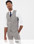 Gianni Feraud Tall Slim Fit Heritage Check Wool Blend Suit Vest-brown